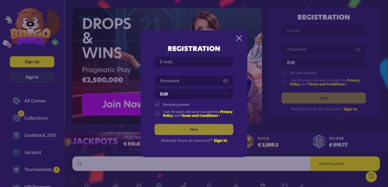 Bingo Bonga Registration