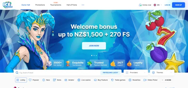 ICE Casino Homepage