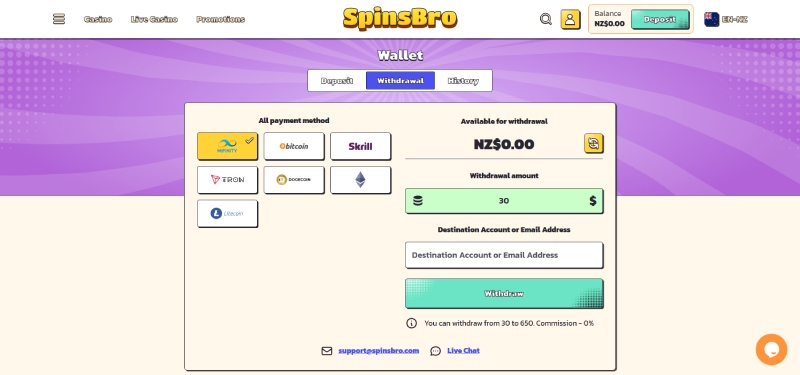 SpinsBro Withdrawal