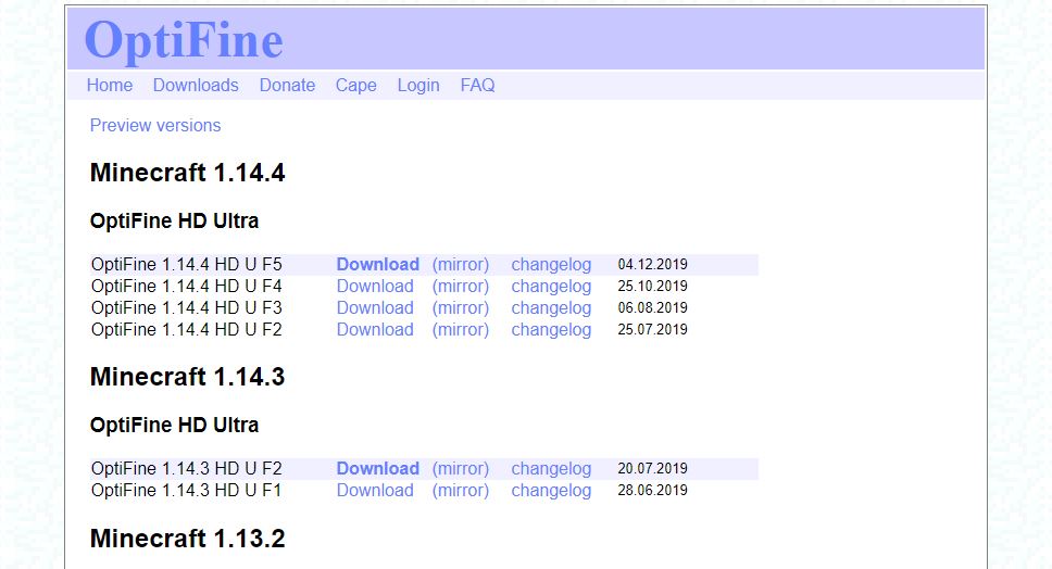 optifine website