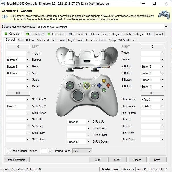 Install x360ce