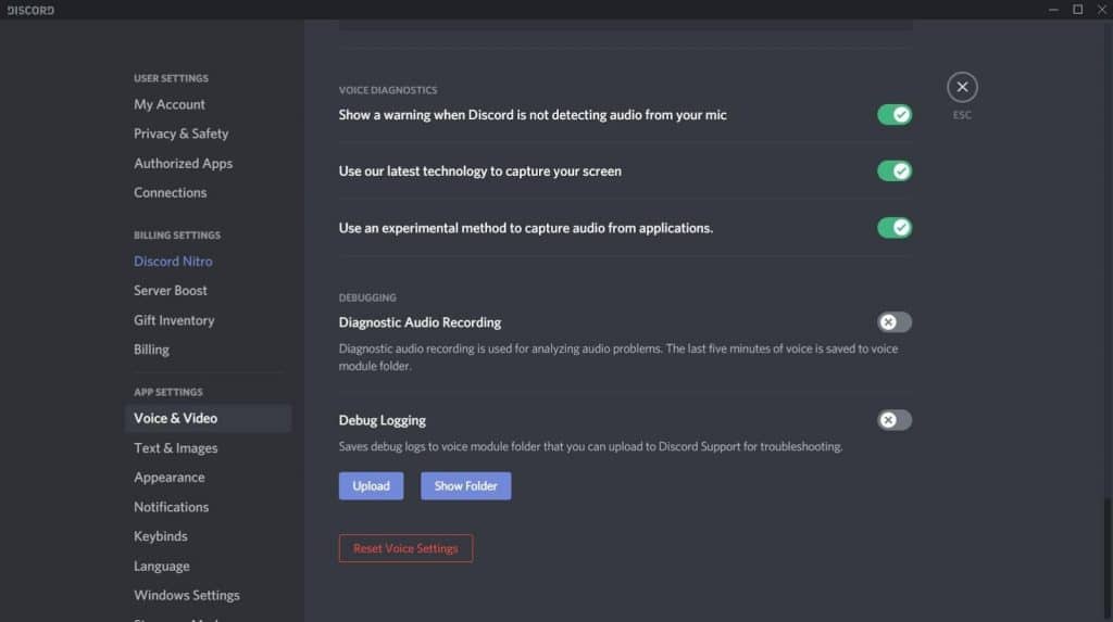 Changing Settings