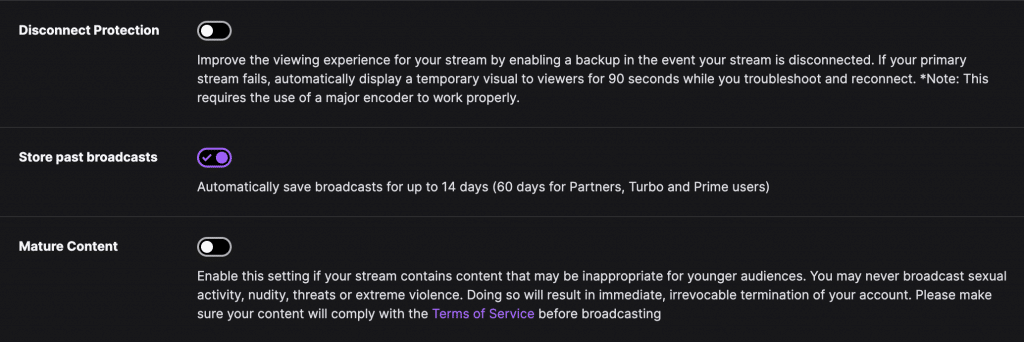 enable twitch VOD