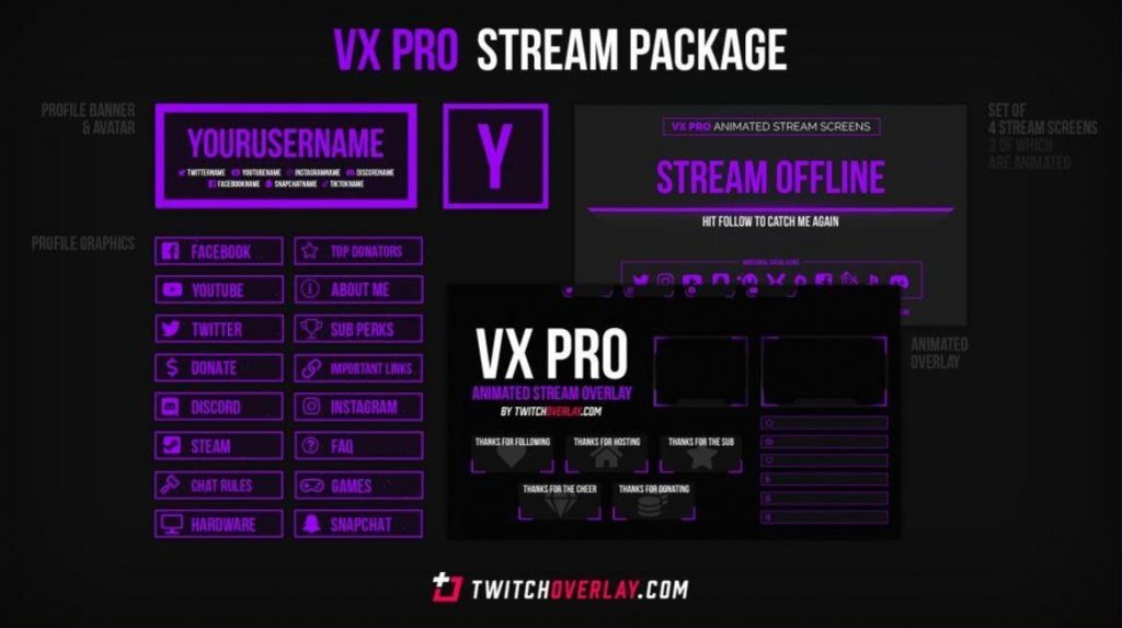 VX Pro Purple by Twitch Overlay