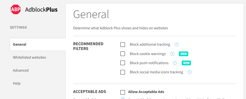 AdBlock  General option