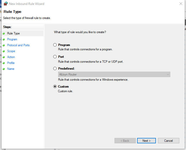 Custom rule option