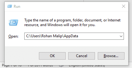 Open AppData from Run window
