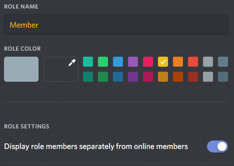 Role Name Custom Color option
