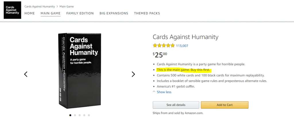 Cards Against Humanity Main Game Pack