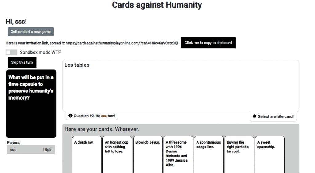 Cards Against Humanity Online