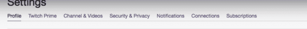Profile tab from the Settings menu