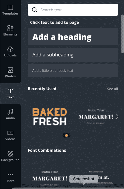 Text  Tab in Canva