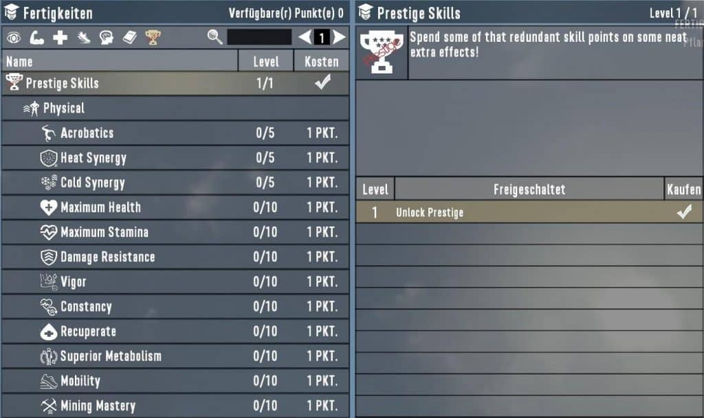 Custom Perks- Prestige Skills