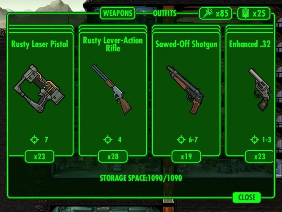 Select the Items in the storage