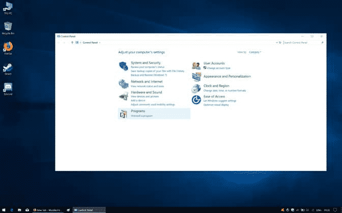 Control Panel dialog box