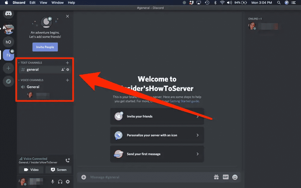 Create new channel on a Discord server