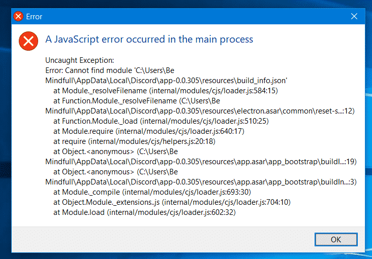 What is this Discord Javascript Error About