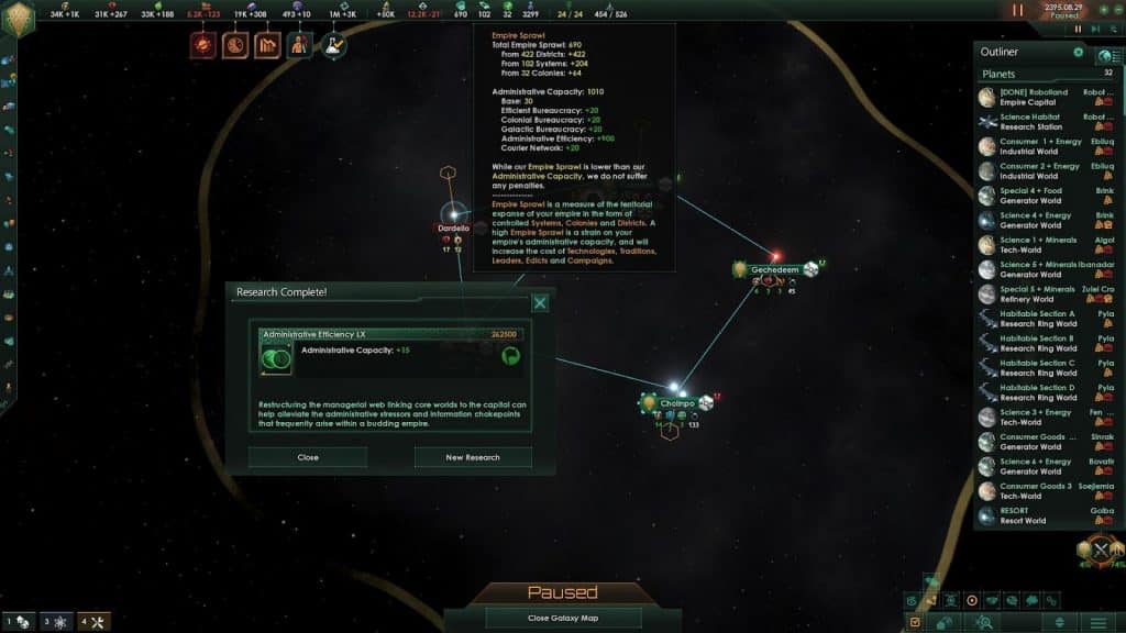 What is the Administrative Cap Stellaris