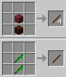 2 Planks or 2 Bamboo to craft a Stick
