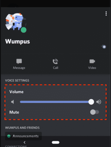 Voice Setting in discord mobile app 