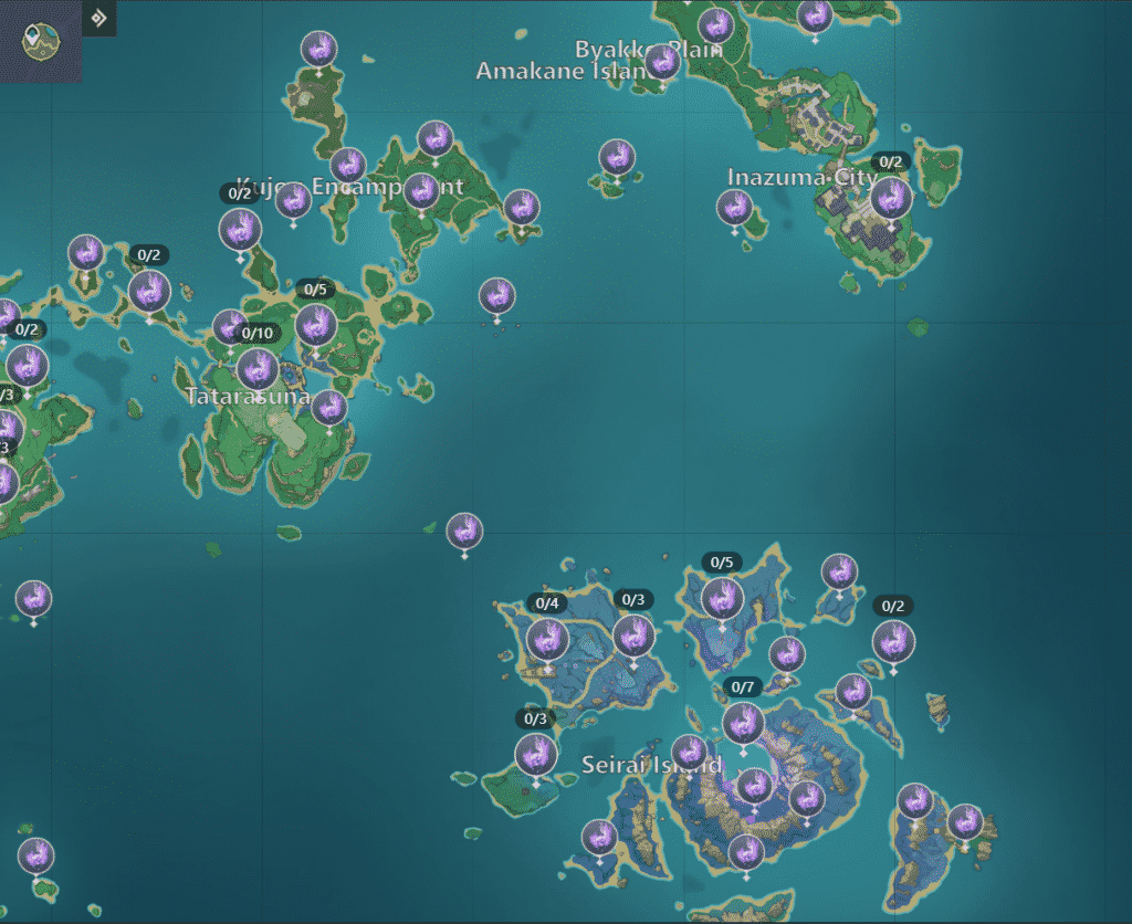 inazuma electroculus locations