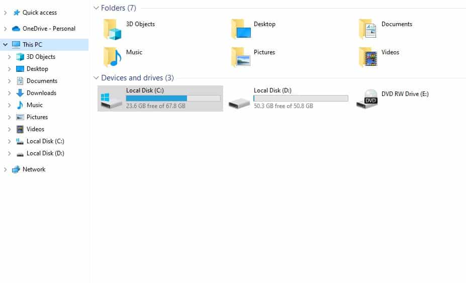 open local disk c
