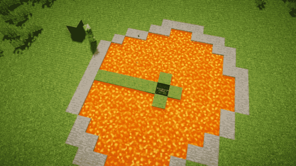 piston-powered door beneath lava minecraft