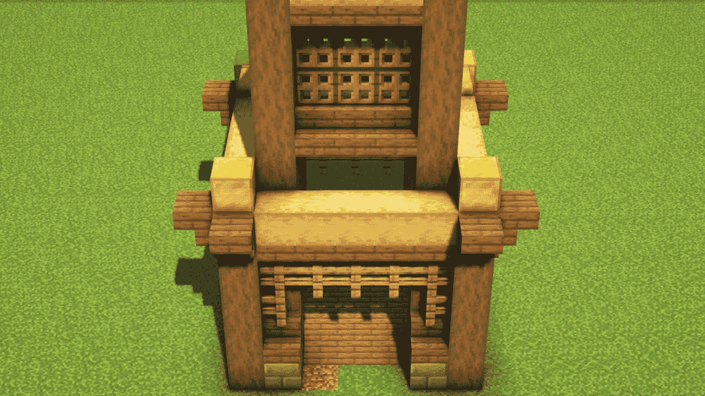 place 2 Spruce Stairs on each side on the short pillars