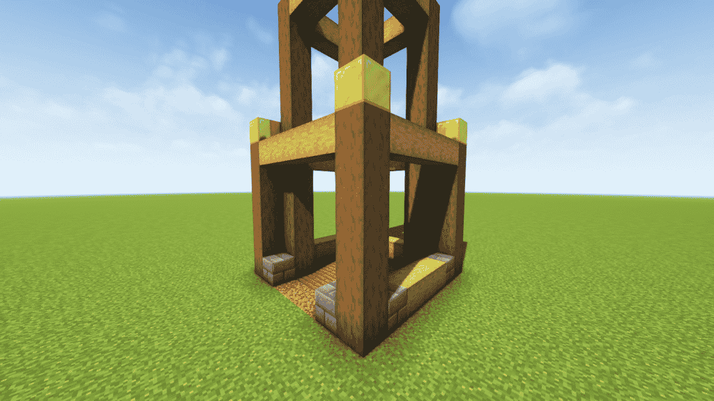 place stone bricks on each side of the lower pillar