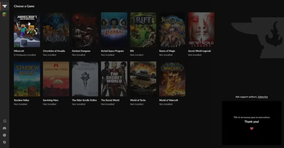 select minecraft from curseforge
