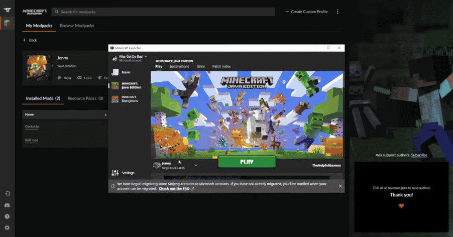 start new game from minecraft with the jenny mod