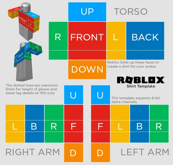 roblox shirt template size