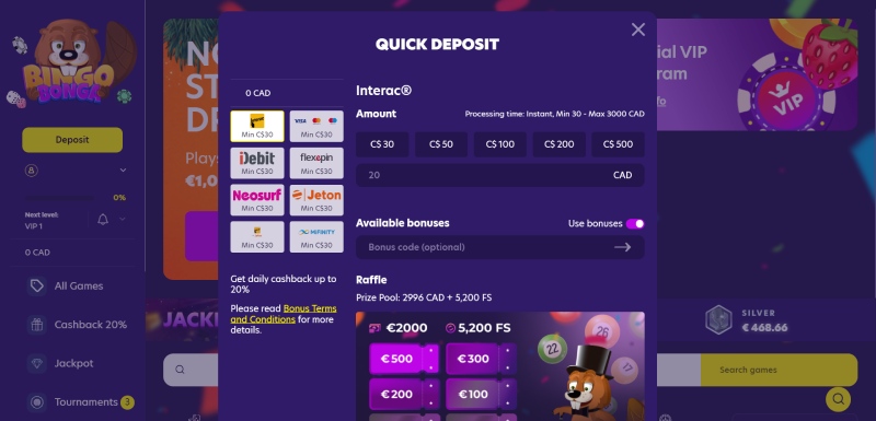 Bingo Bonga Deposit