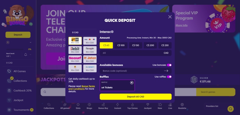 Bingo Bonga Deposit